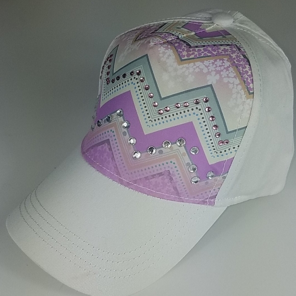 None Other - Fashion Cap, Pink and white stones cap, Adjustable